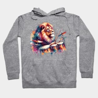 Lion Playing Drums Hoodie